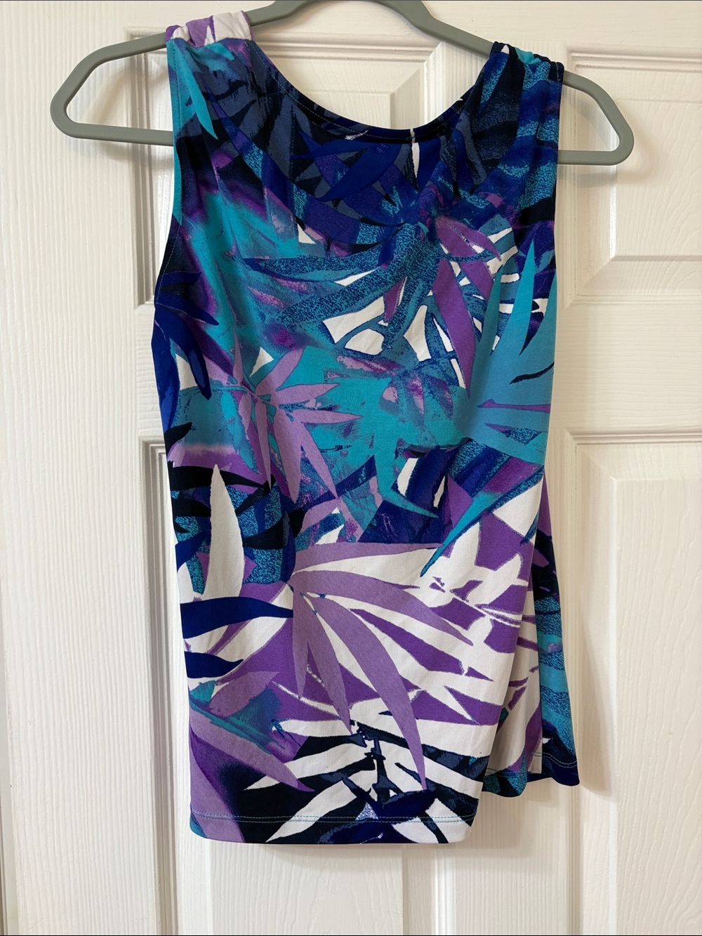 Jones New York Teal & Purple Sleeveless Cowl Neck Shell - Picture 3 of 3